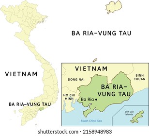 Ba Ria–Vung Tau province location on map of Vietnam. Capital city is Ba Ria svg