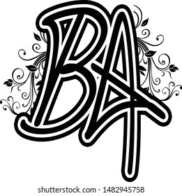 BA text logo. This clip art is very useful for graphics designer, tattoo artist & Offset printers. This clip art is in eps format. Graphics designer can edit in  corel draw and adobe illustrator. 