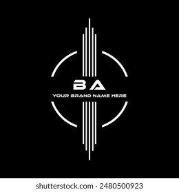 BA three letter modern logo design on black color background
