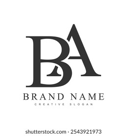 Modelo de logotipo da moda BA. A letra inicial b e um estilo de fonte clássico. Logotipo criativo do nome ou da identidade da empresa. Ilustração vetorial.