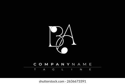 BA Typography Logo Design. Stylish monogram design depiction featuring the letters B and A combined in an artistic signature style, delivering a unique and creative visual representation.