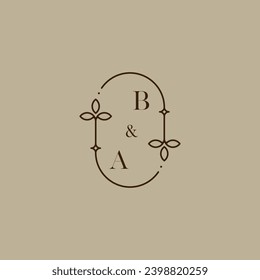 BA wedding initial logo in high quality professional design that will print well across any print media