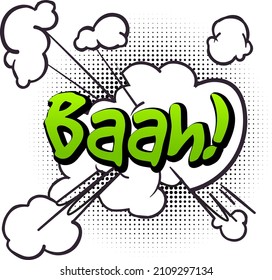 Baah sound in pop art style. Funny surprise symbol