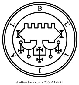 Baalial Balial Belhor Beliall Beliar Berial Bylyl Beliya'al Duke Dictionnaire Infernal Ars Goetia Demon Hell Logo Ícone Símbolo Símbolo Emblema Distintivo Sem Fundo Vetor EPS PNG Clip Art