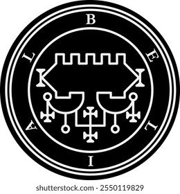 Baalial Balial Belhor Beliall Beliar Berial Bylyl Beliya'al Duke Dictionnaire Infernal Ars Goetia Demon Hell Logo Ícone Símbolo Símbolo Emblema Distintivo Sem Fundo Vetor EPS PNG Clip Art