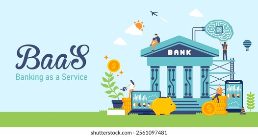 BaaS ( Banking as a Service ) vector banner illustration