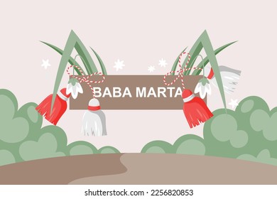 Baba Marta background. Banner background. Vector illustration.