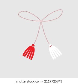 Baba Marta Day. Martenitsa -Martisor - holiday symbol. Spring celebration, traditional accessory for holiday of early spring.