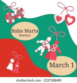 Baba Marta festival signboard, Bulgarian holiday