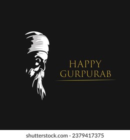 Baba Nanak illustration For Gurpurab, Happy Guru Nanak Jayanti