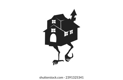 Baba yaga house logo vector illustration