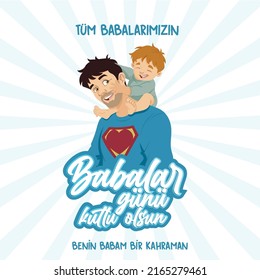 Babalar günü kutlu olsun. Father's Day Celebration. International Happy Father's Day. Billboard, Poster, Social Media, Greeting Card template.