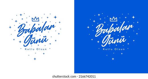 Babalar günü kutlu olsun. Father's Day poster or banner template on blue background. International Happy Father's Day. Billboard, Poster, Social Media, Greeting Card template. Handwriting father.