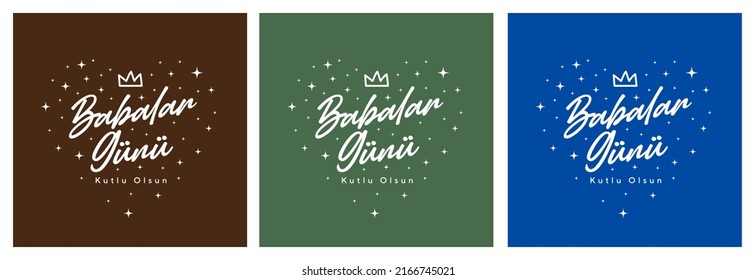 Babalar günü kutlu olsun. Father's Day poster or banner template on blue background. International Happy Father's Day. Billboard, Poster, Social Media, Greeting Card template. Handwriting father.