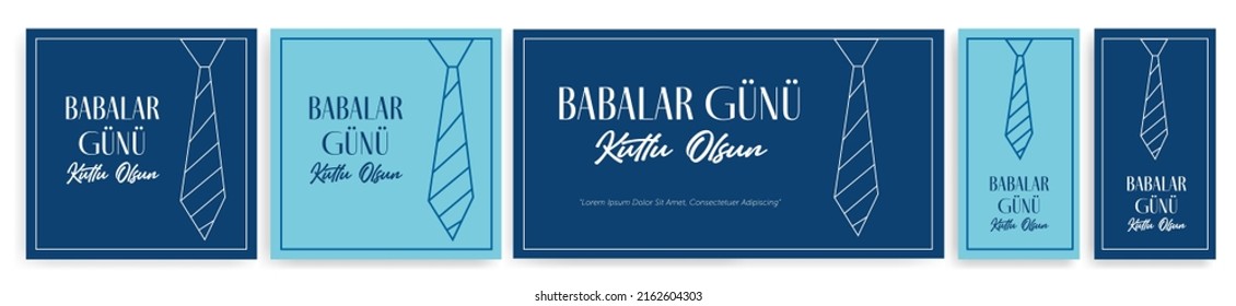 Babalar Günü Kutlu Olsun. (Happy Father's Day.) Happy fathers day card design with handwriting and father tie icons. Vector Illustration.