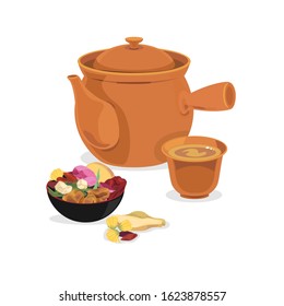 Babao tea - a pot of mixed chinese hot tea.