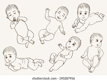 849 Sketch of baby crawling Images, Stock Photos & Vectors | Shutterstock