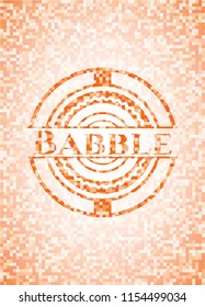 Babble abstract emblem, orange mosaic background