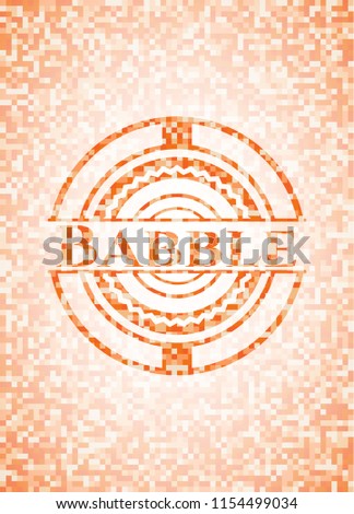 Babble abstract emblem, orange mosaic background