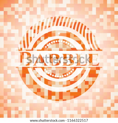 Babble abstract orange mosaic emblem with background