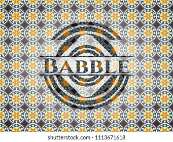  Babble arabic badge background. Arabesque decoration.