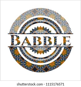  Babble arabic badge background. Arabesque decoration.