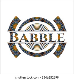 Babble arabic badge background. Arabesque decoration.
