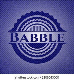 Babble badge with denim background