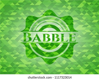 Babble green emblem. Mosaic background