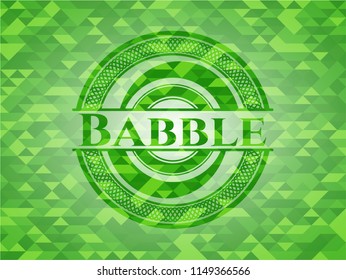 Babble green emblem with mosaic ecological style background