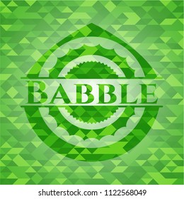 Babble green emblem with triangle mosaic background