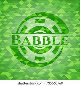 Babble green emblem with triangle mosaic background