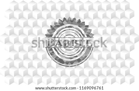 Babble grey emblem with cube white background