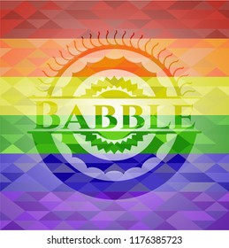 Babble on mosaic background with the colors of the LGBT flag