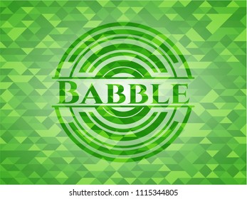 Babble realistic green emblem. Mosaic background