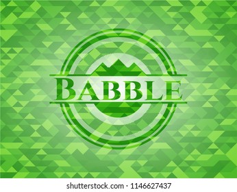 Babble realistic green emblem. Mosaic background