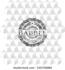 Babble realistic grey emblem with cube white background