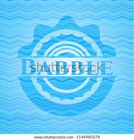 Babble sky blue water wave emblem background.