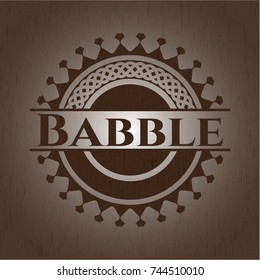 Babble wooden emblem. Vintage.