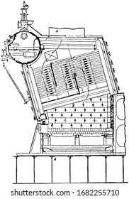 Babcock And Wilcox Water Tube Boiler, Vintage Illustration.