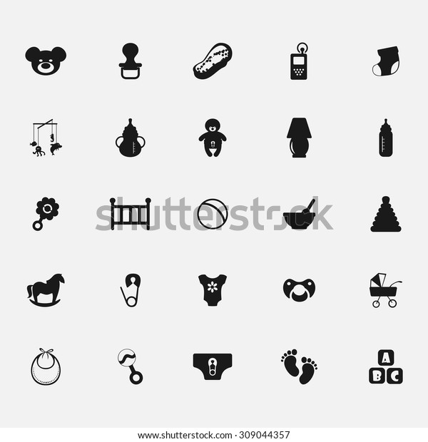 Babe black icons on
white background, flat