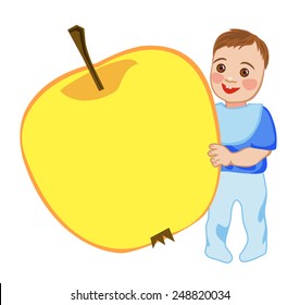 Babe happy eating vitamin apple