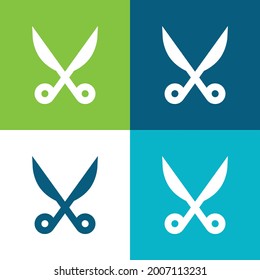 Baber Scissors Flat four color minimal icon set