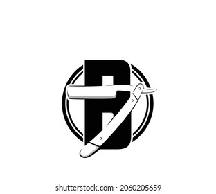 silueta de diseño de logotipo b inicial de babershop