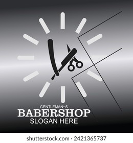Diseño del logotipo de Babershop concepto simple Vector Premium