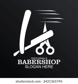 Babershop logo design simple concept Premium Vector