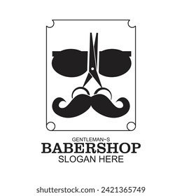 Babershop logo design simple concept Premium Vector
