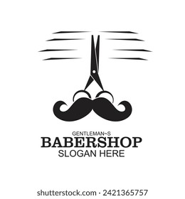 Babershop logo design simple concept Premium Vector