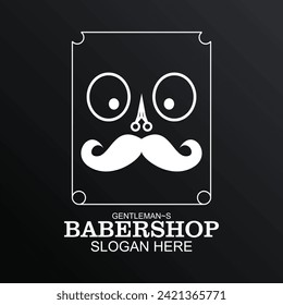 Babershop Logo-Design einfache Konzeption Premium Vektor
