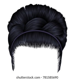 babette of hairs with pigtail black colors . trendy women fashion 
 retro  hairstyle .
